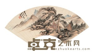 顾麟士 1921年作 山水 扇面镜心 18X51cm
